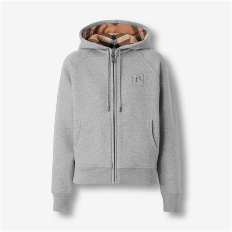 maroon burberry hoodie|Cotton Blend Zip Hoodie in Safari .